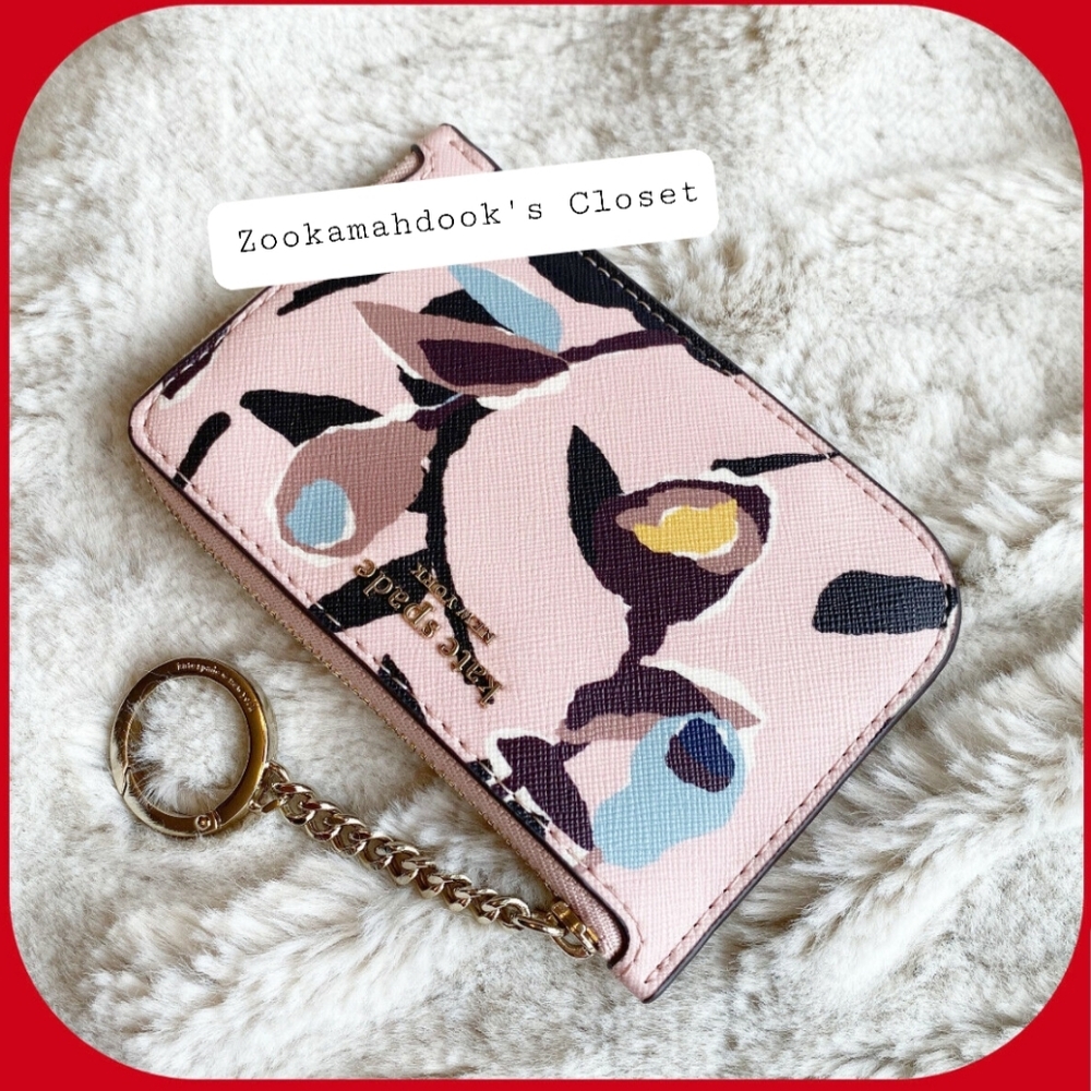 Kate Spade Cameron Paper Rose Keychain Wallet NWT